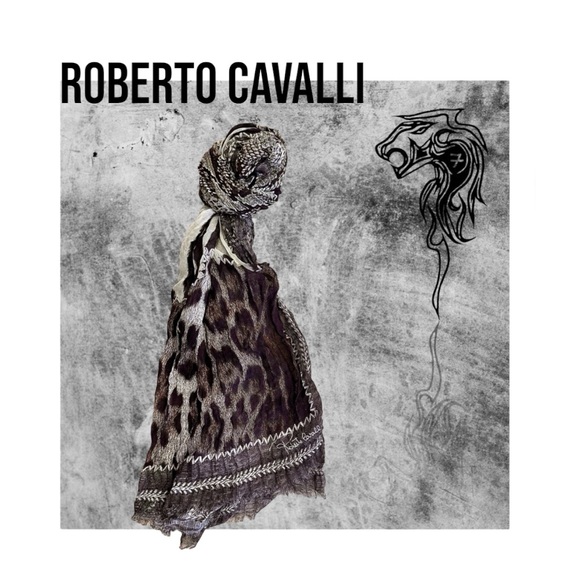 NWOT Roberto Cavalli Brown mixed animal prints scarf/head scarf - Picture 1 of 13